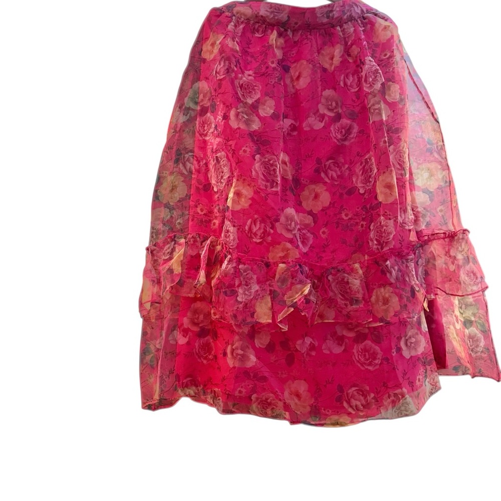 Floral Pink Ruffle Maxi Skirt - Picture 9 of 14